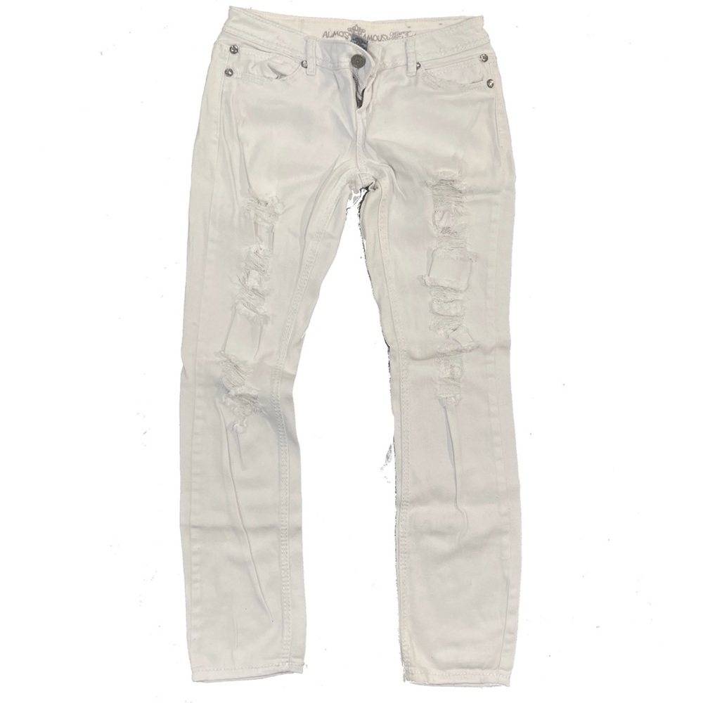 Distressed White Jeans
